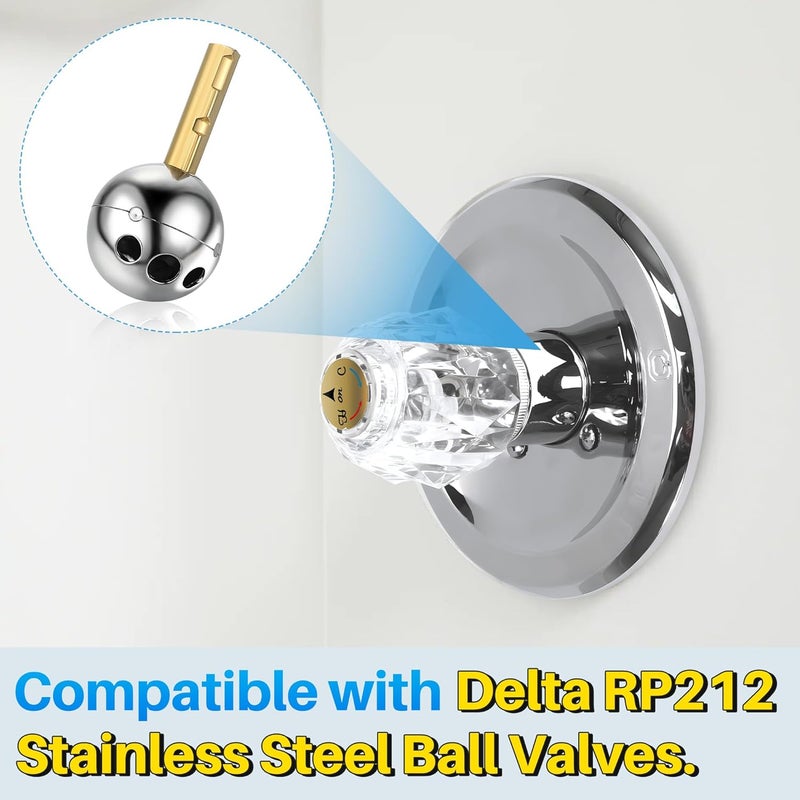 Avenuebool Acrylic Single Handle Trim Set, Complete Faucet Repair Kit Replacement Compatible with Delta 600 Series Shower Valve, Compatible with RP212 Stainless Steel Ball Valves and Clear Knob - Image 5